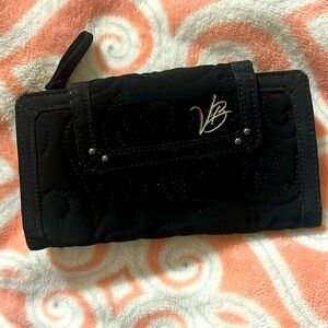 Vera Bradley Black Quilted Wallet Clutch Sticky Zipper